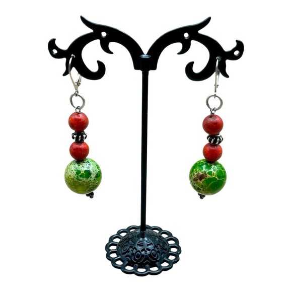 NWT WOMEN'S CERAMIC EARRINGS AND UNAKITE EARRINGS BUNDLE - Picture 4 of 5